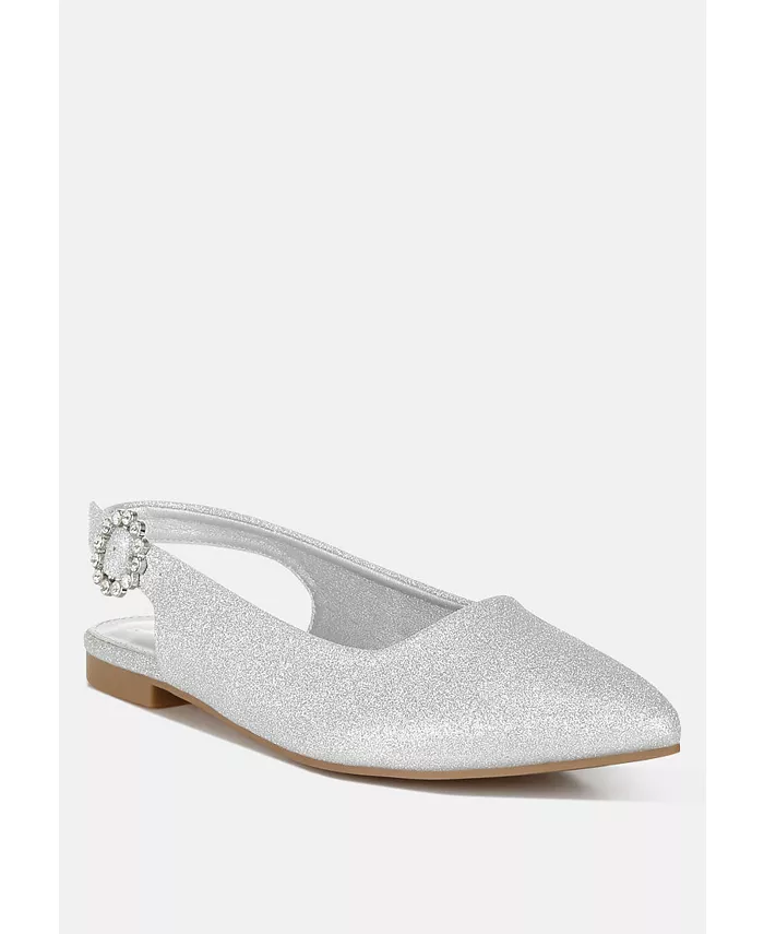 Giora Glitter Slingback Туфли на плоской подошве женские босоножки London Rag, серебро — фото 2