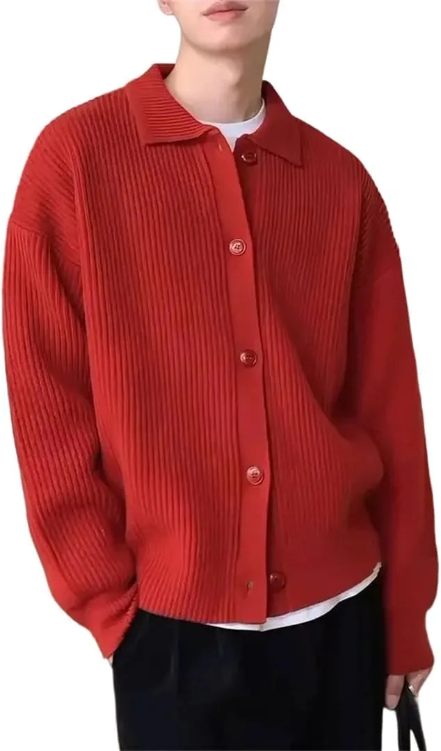 

Мужской вязаный кардиган с открытым воротом в стиле casual