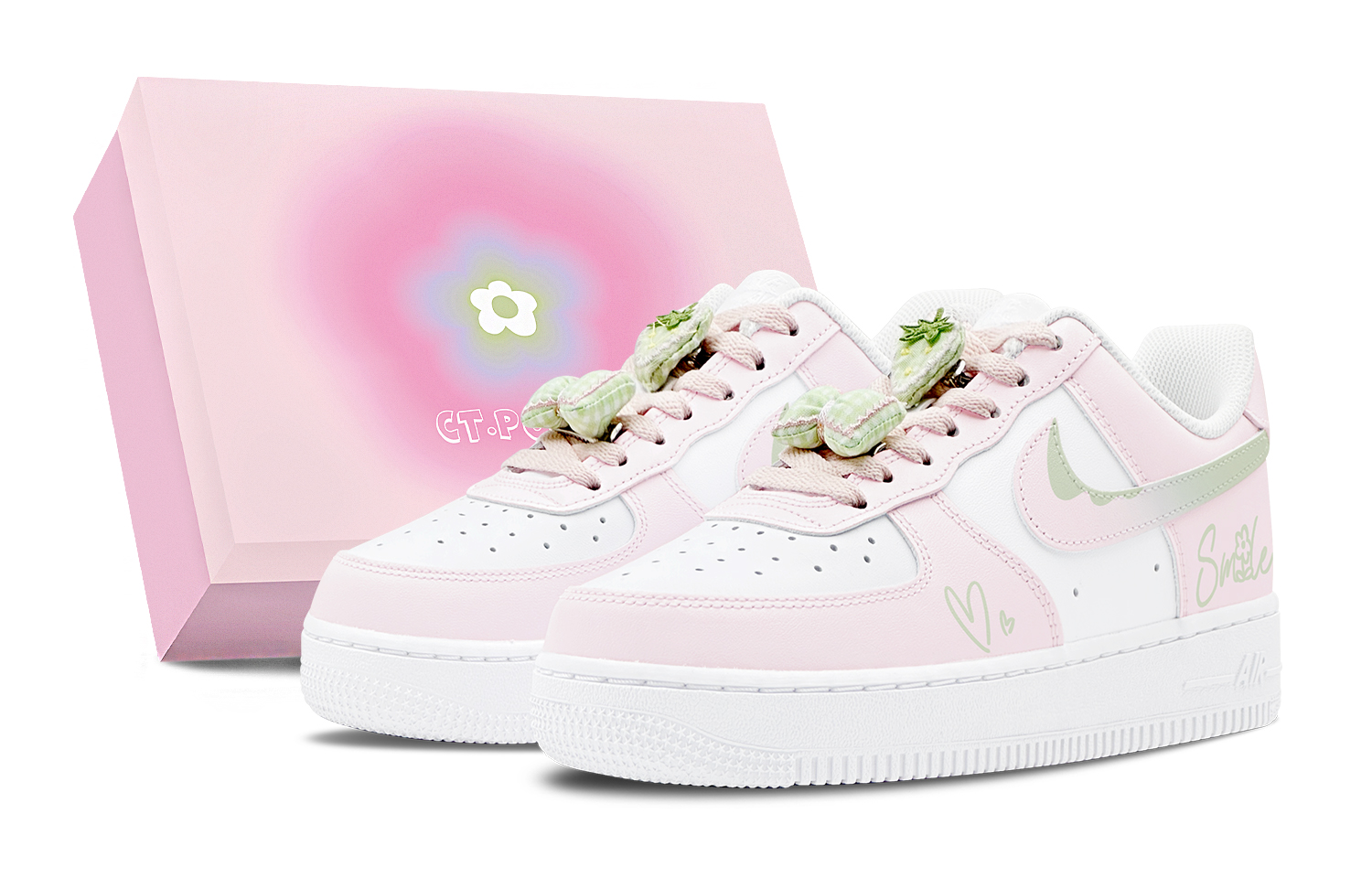 

Детские кроссовки для скейтбординга Air Force 1 для начальной школы Nike, розовый/зеленый