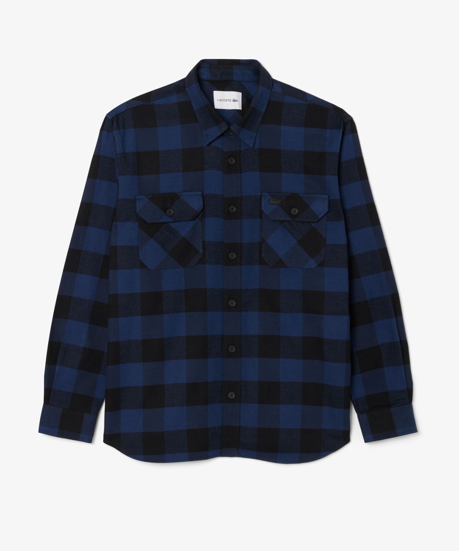 Свободная хлопковая клетчатая фланелевая рубашка LACOSTE, Navy — фото 3