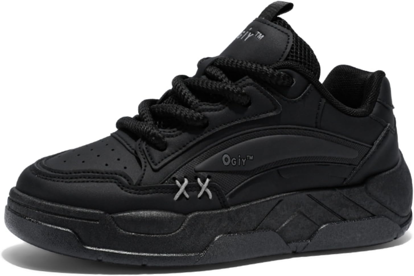 

Мужские модные кроссовки с контрастной расцветкой - износостойкий верх, дышащая сетка, противоскользящая резиновая подошва - платформенные кроссовки для скейтбординга, BMX и городских прогулок Kpdwfms, черный