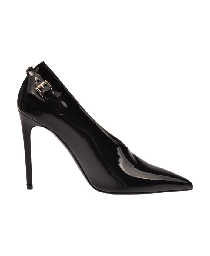 

Черное платье с декольте и деталями юбки. John Richmond, черный