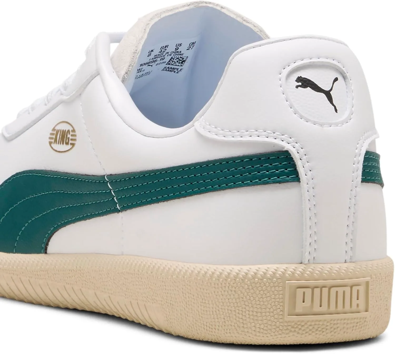 Мужские футбольные тренировочные кроссовки Puma King 21 для игры в помещении, белый/изумрудный/красный — фото 3