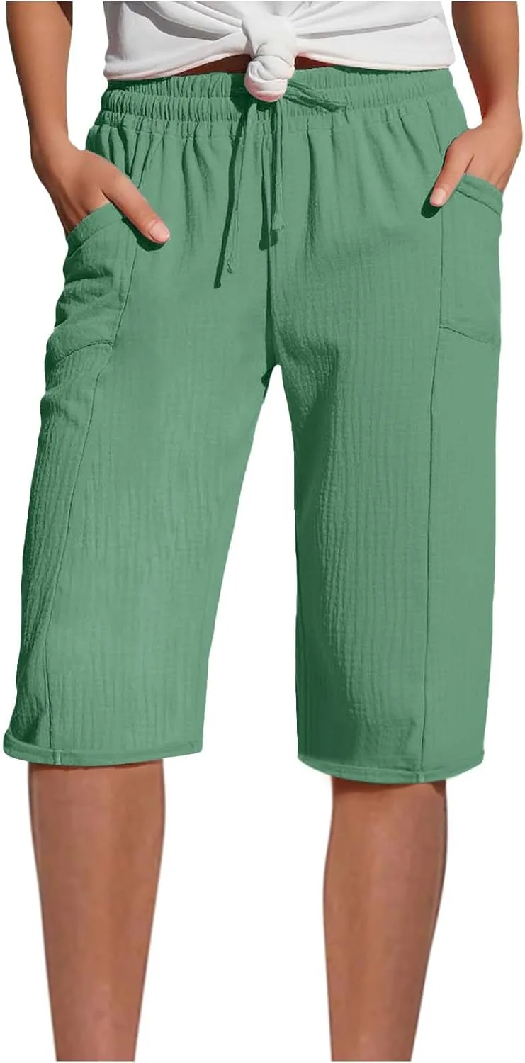 

Женские капри с плиссировкой, эластичным поясом и карманами yakyamgi