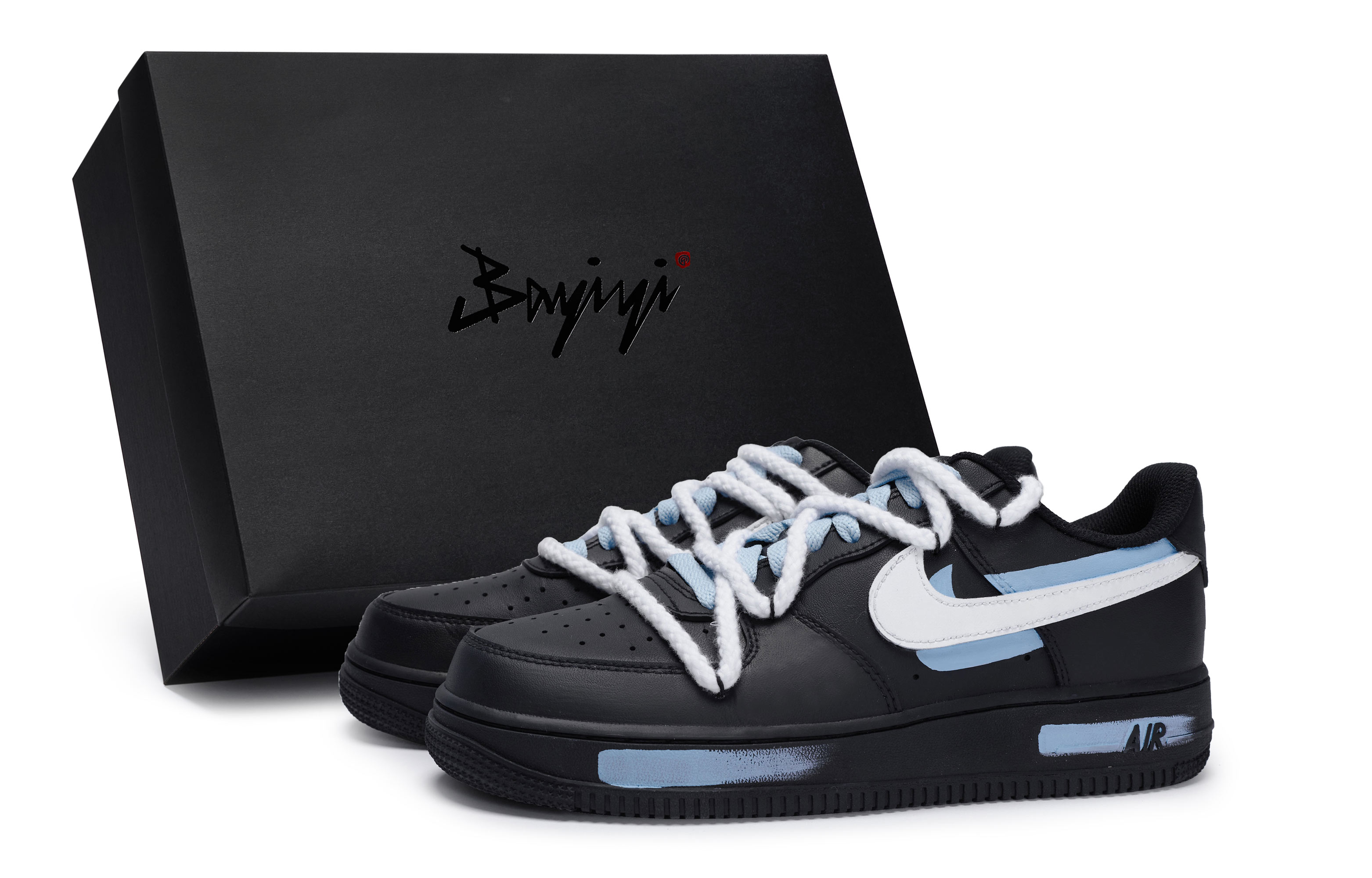 

Nike Кроссовки Air Force 1 Low-Top Unisex черно-бело-синие, цвет Black White Blue