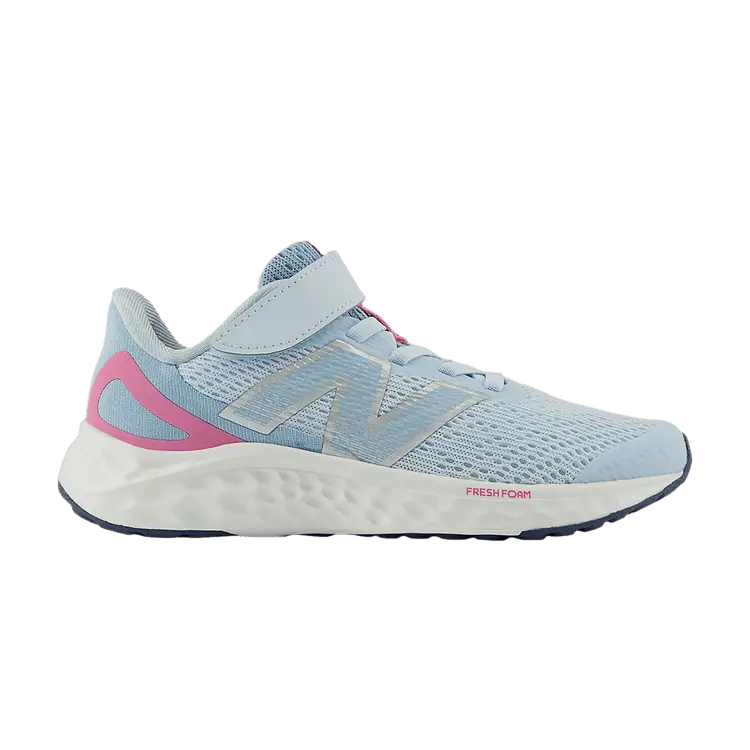 

Кроссовки New Balance Fresh Foam Arishi v4 Bungee Lace Top Strap Little Kid 'Quarry Blue Real Pink', синий