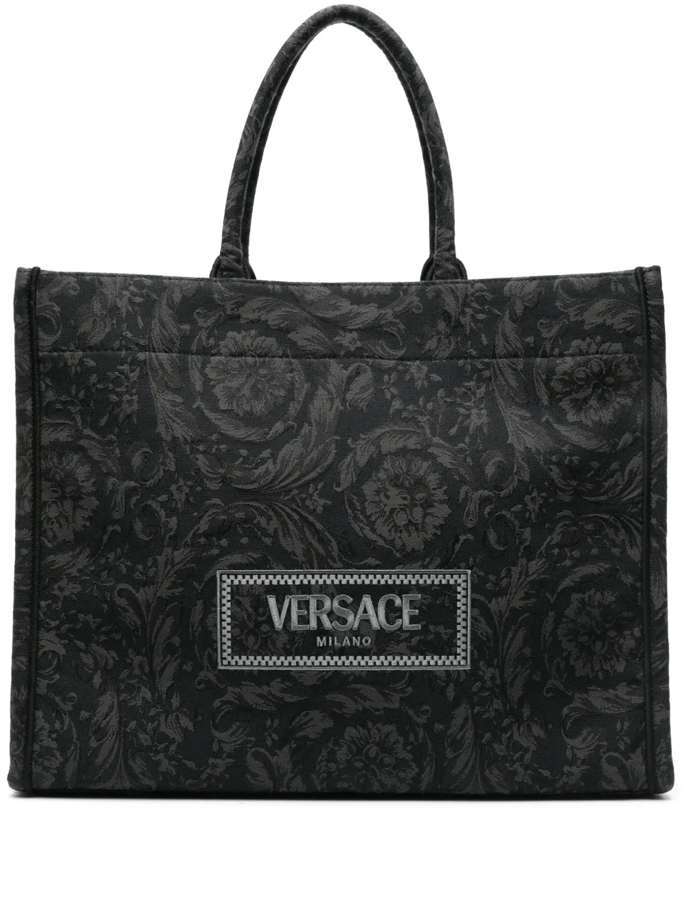 

Жаккардовая сумка-тоут Barocco Athena VERSACE, черный