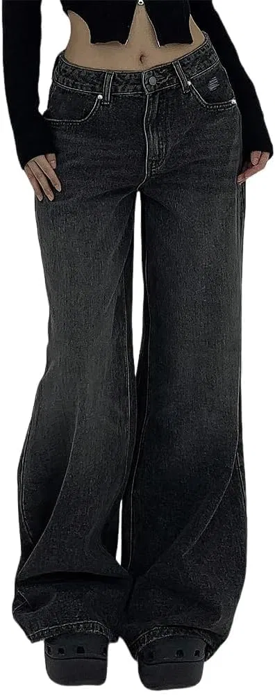 Джинсы клеш, High Waist Bootcut, Y2K, Black