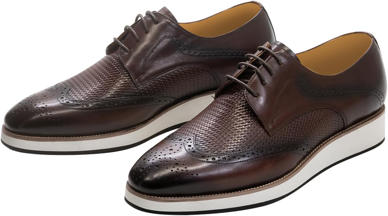 

Мужские повседневные туфли оксфорды, формальные туфли Goodyear, из натуральной кожи, тви-пойнт, для костюма, бизнес-кэжуал, выпускной, свадьба, дерби, модные, ручной работы, смокинговые туфли для мужчин Santimon, Coffee