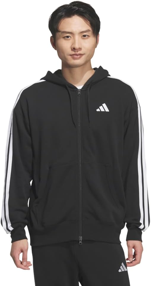 Мужская толстовка adidas ES+, с тремя полосками, на молнии, черный — фото 2