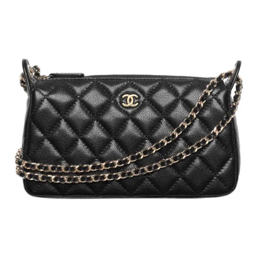 CHANEL Сумка-хобо из кожи икры коровы черная женская через плечо — фото 2