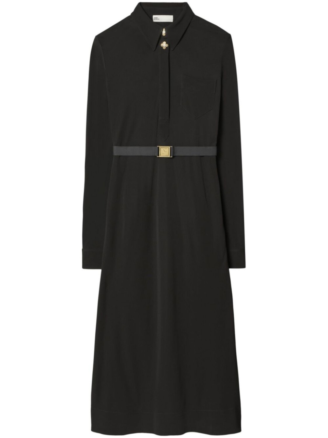 

Платье-рубашка из джерси с поясом Tory Burch, черный