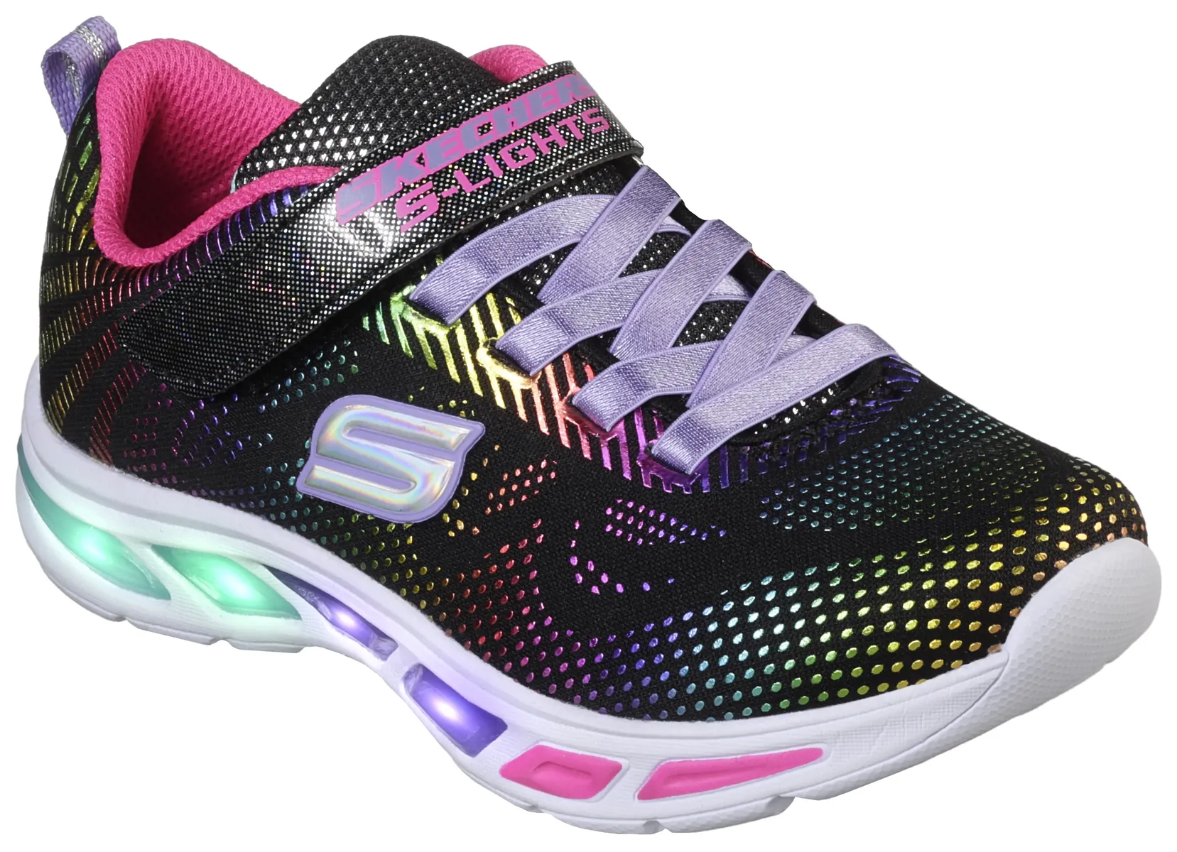 

Детские кроссовки Skechers "LITEBEAMS-Gleam N`Dream flashing Shoes", с блестящей подошвой, повседневная обувь, полуботинки, туфли на шнуровке Skechers Kids, цвет Schwarz-Regenbogenfarben-Glitzer