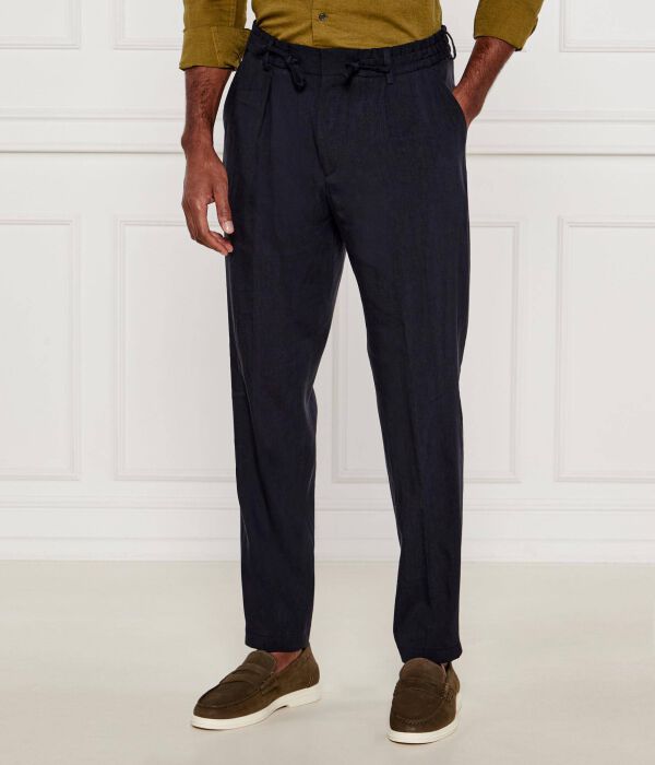 

Льняные брюки p-perin-rds-pl-wg252 Slim fit Boss, синий