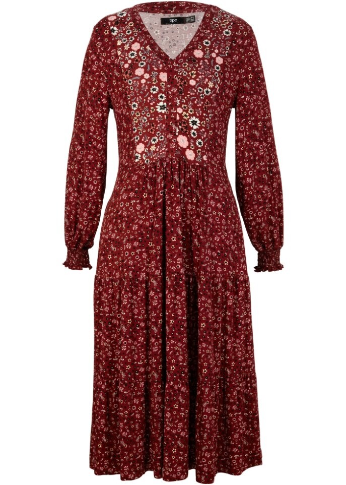 

Трикотажное платье из вискозы на завязке средней длины Bpc Bonprix Collection, красный