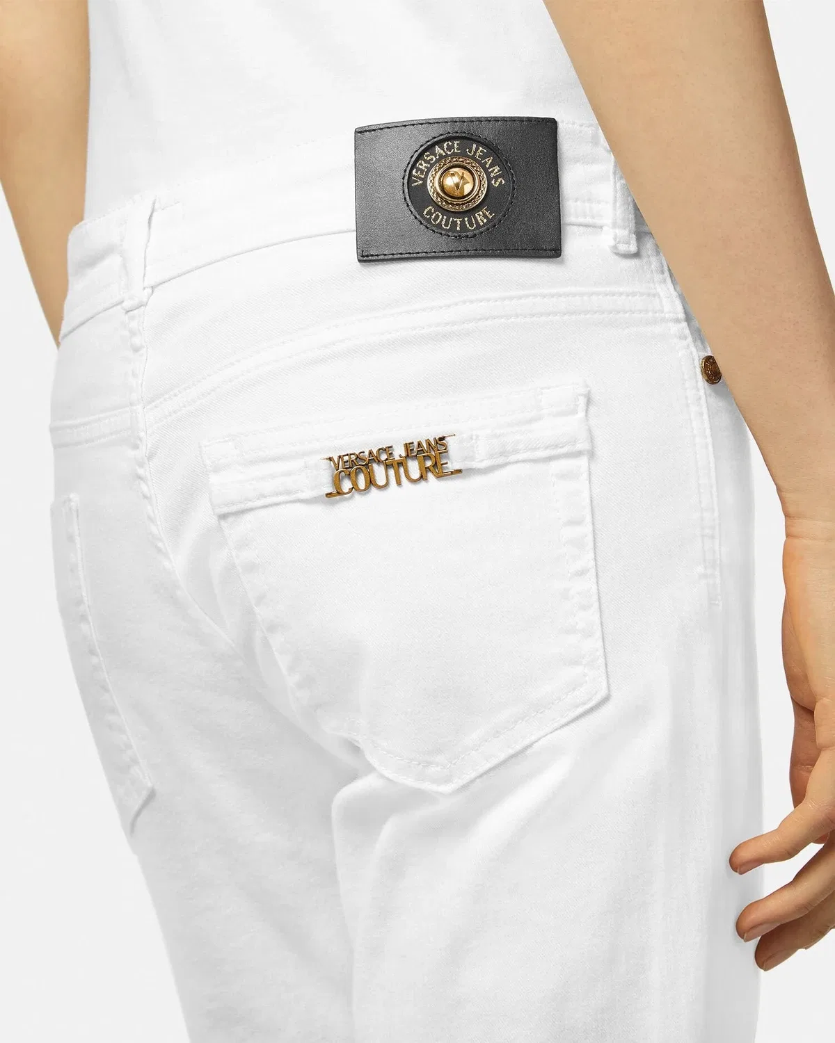 Джинсы скинни VERSACE, белый — фото 3