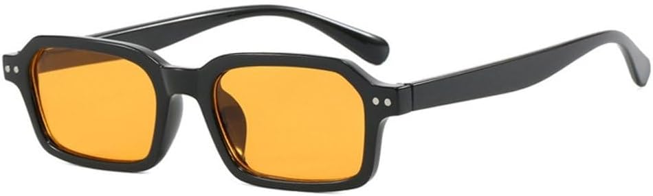 

Ретро-солнцезащитные очки прямоугольной формы для женщин, модные желто-синие оттенки, защита от УФ-излучения UV400, модные мужские очки с заклепками в стиле панк SKFGNX, Black Orange