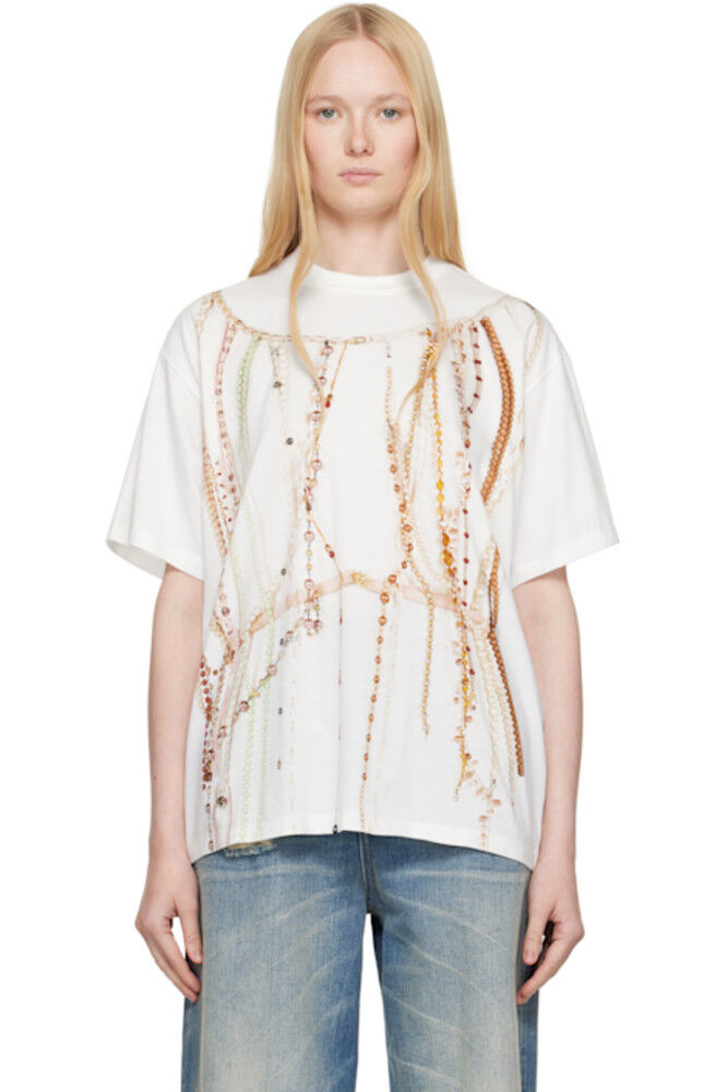 

Белая футболка из базового джерси MM6 Maison Margiela