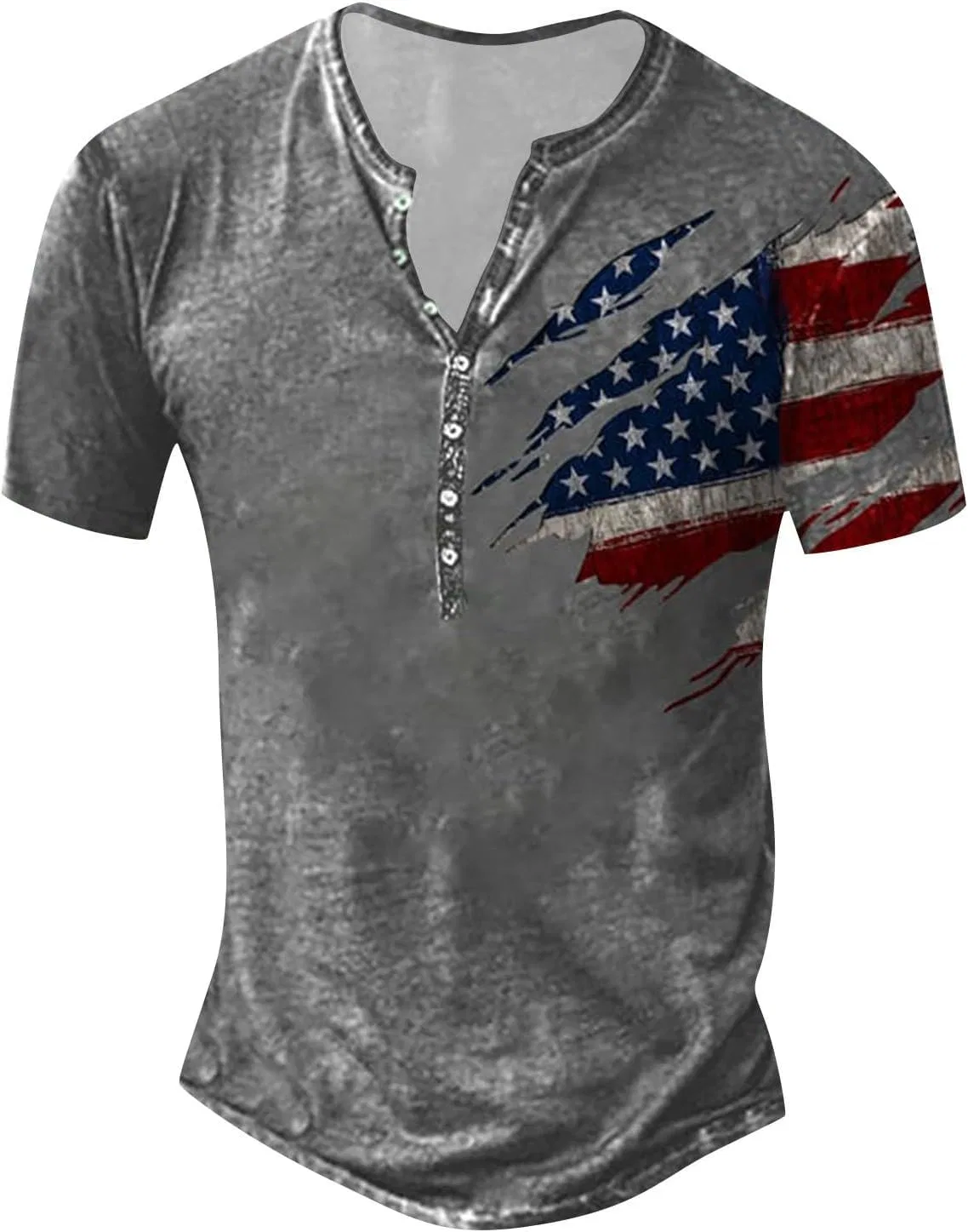 Мужская футболка с флагом США, Henley, 2-Dark Gray