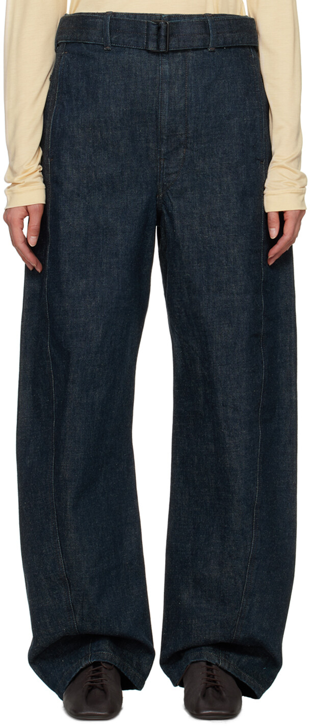 

Джинсы цвета индиго с перекрученным поясом LEMAIRE, Denim indigo