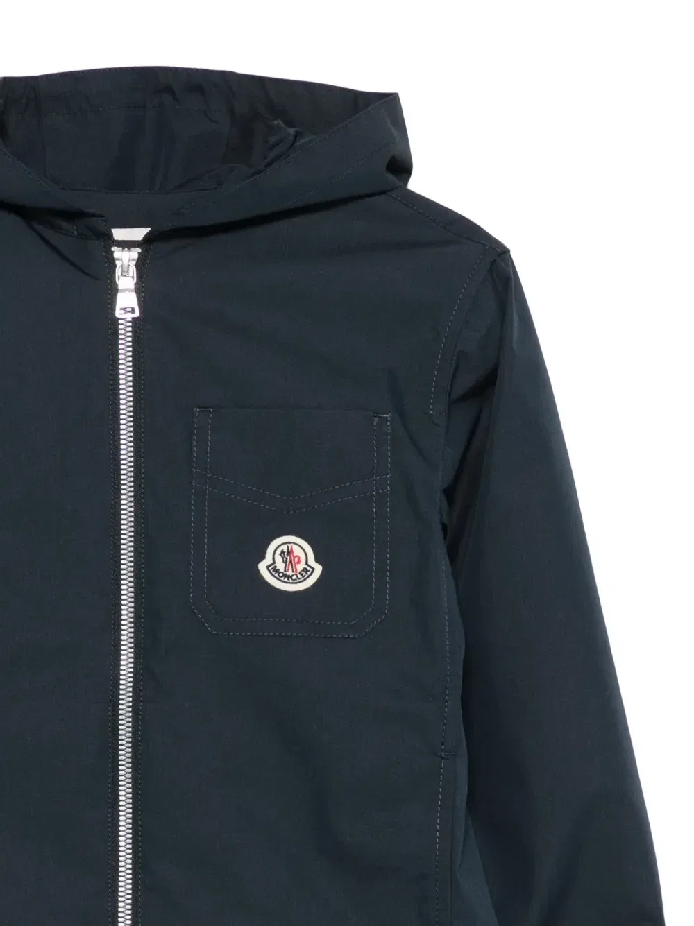 Куртка с капюшоном и накладными карманами Moncler Enfant, синий — фото 3