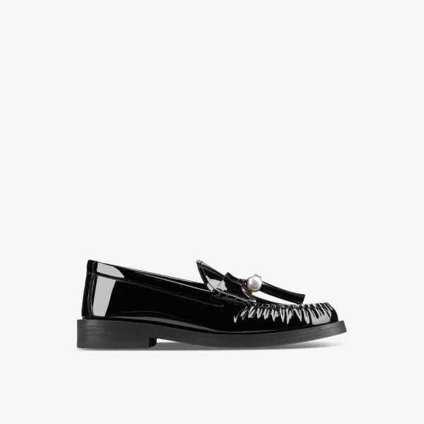 Кожаные мокасины Addie с жемчужными кисточками Jimmy Choo, черный
