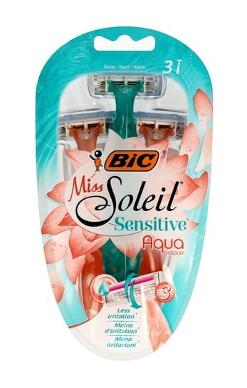 

Бритва, 3 шт. Bic, Miss Soleil 3 Sensitive Aqua Colors
