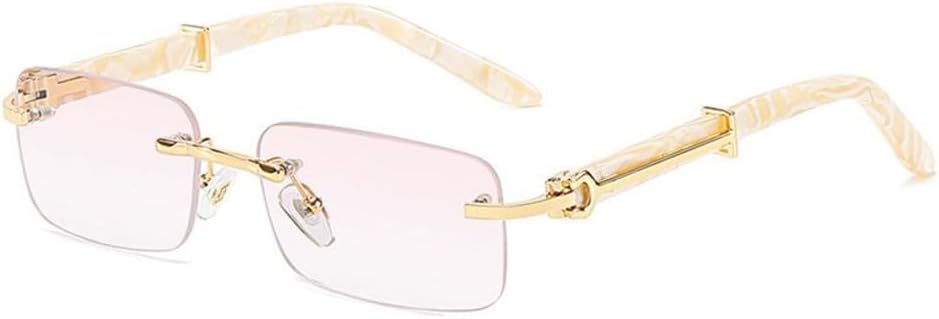 

Небольшие солнцезащитные очки без оправы для мужчин, роскошные, в стиле ретро, ​​классические, прямоугольные, без оправы, защита от ультрафиолета UV400 TYUVIVO, C06 Pink