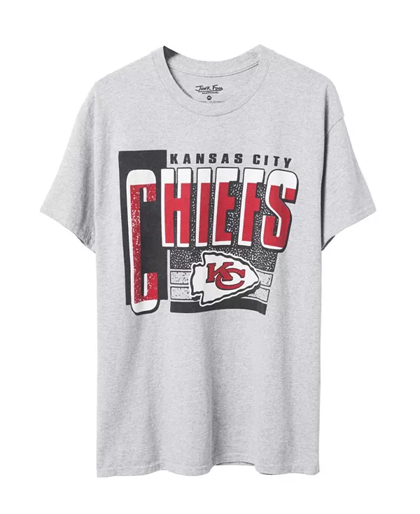 

Футболка унисекс с символикой команды Kansas City Chiefs. Junk Food Clothing, серый