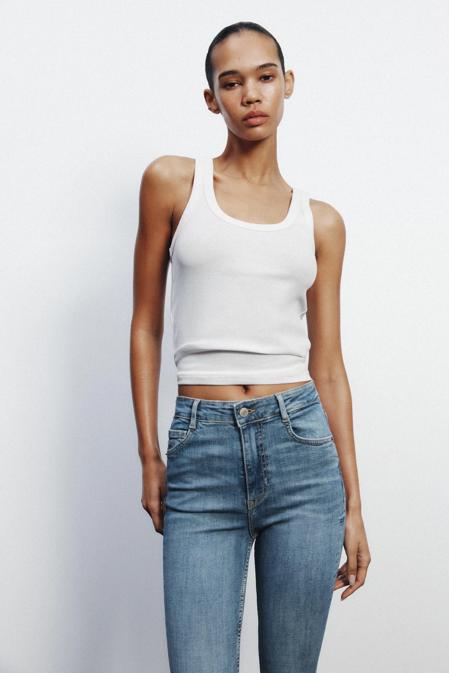 Джинсы trf скинни с высокой талией Zara, синий — фото 3