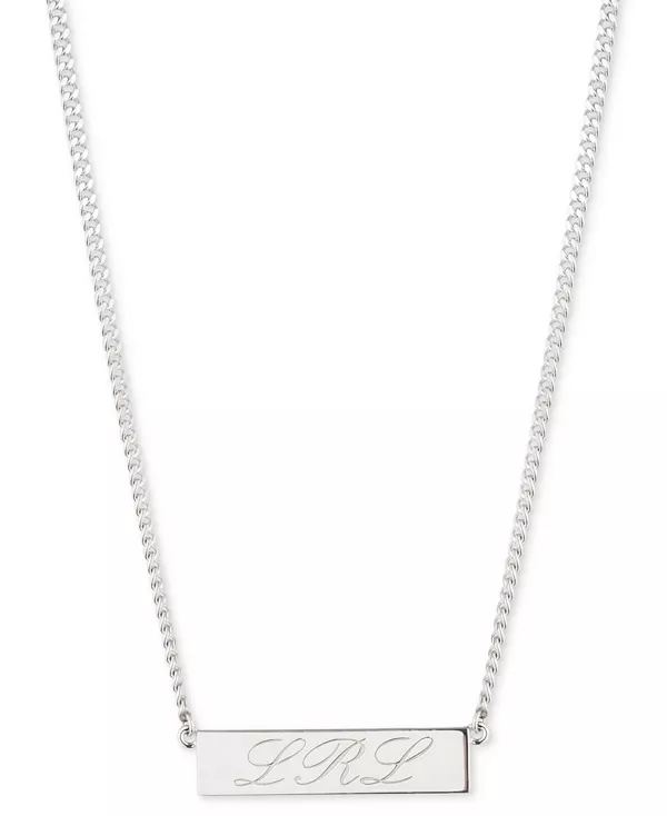 

Ожерелье с подвеской в виде логотипа из стерлингового серебра, 16 дюймов + удлинитель 3 дюйма Lauren Ralph Lauren, rhodium