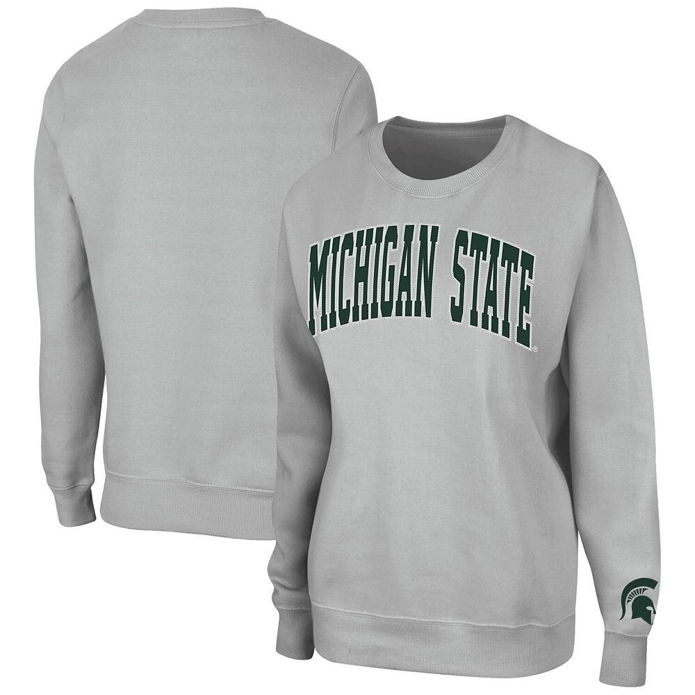 

Женский серый пуловер Colosseum Michigan State Spartans Campanile свитшот, цвет Msu Grey