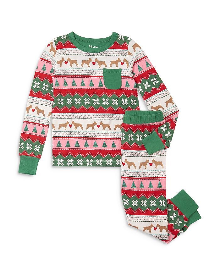 

Пижамный комплект Hatley для девочек Puppy Hearts Fairisle — Little Kid, Big Kid, коричневый/бежевый