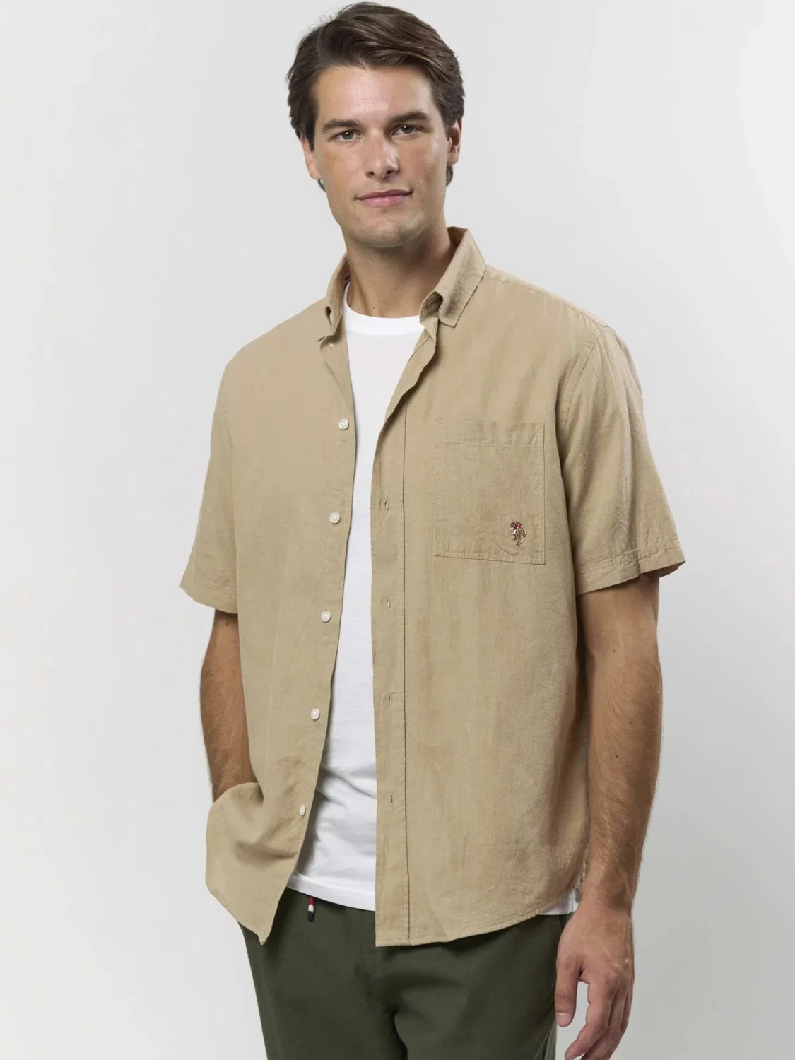 Удобная рубашка на пуговицах ' Flori Linen ' U.S. Polo Assn., Beige — фото 4