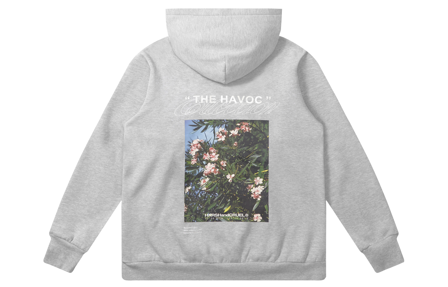 

Винтажная фотография худи с цветочным принтом свободного кроя унисекс HARSH AND CRUEL, серый