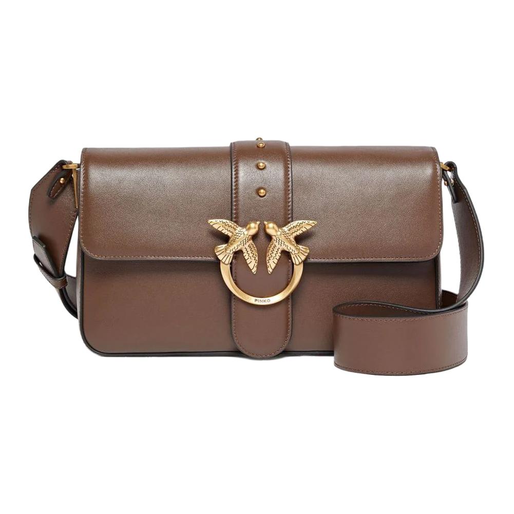 

PINKO Кожаная сумка через плечо женская коричневая