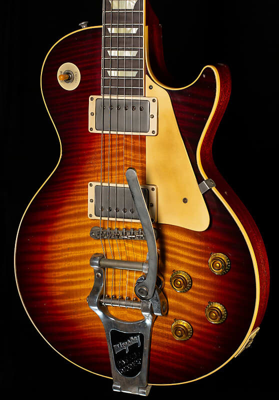 

Электрогитара Gibson Custom Shop 1959 Les Paul Standard Brazilian Rosewood Tom's Tri-Burst Bigsby Murphy Lab Aged