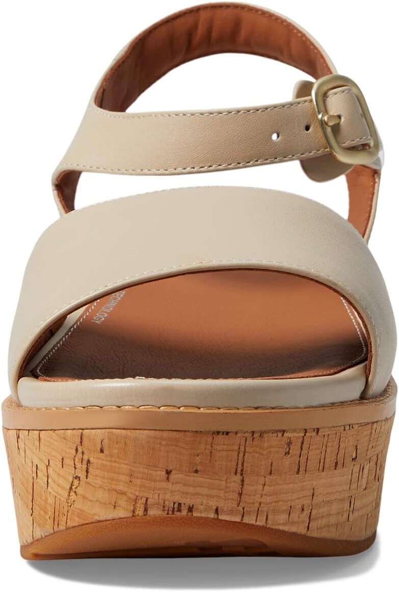 Туфли FitFlop Eloise Cork-Wrap Leather Back-Strap Wedge Sandals, цвет Stone Beige — фото 2