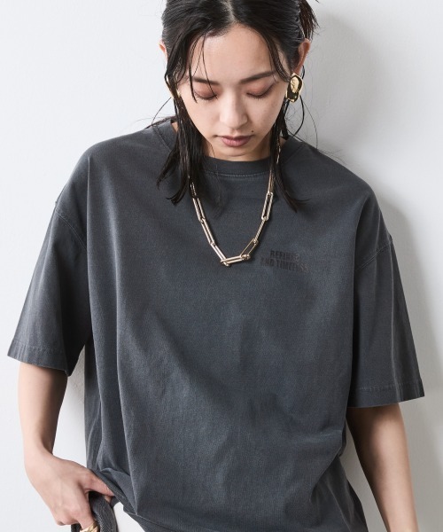 

Футболка с пигментным принтом, свободный крой CHIC STYLE, черный