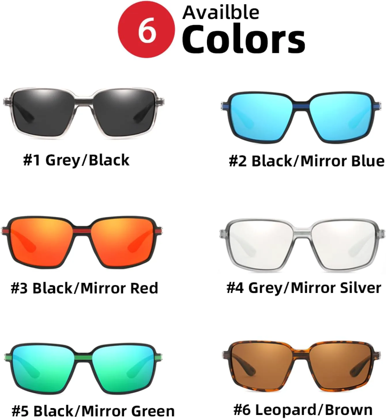 

Мужские поляризованные солнцезащитные очки для рыбалки, женские солнцезащитные очки UV400 с зеркальными линзами синего цвета для вождения VFDHN, Black Mirror Blue