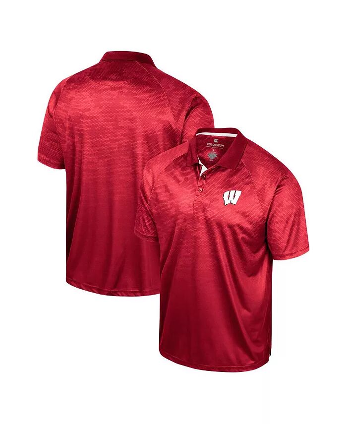 

Мужская красная рубашка-поло Wisconsin Badgers Honeycomb Raglan Colosseum