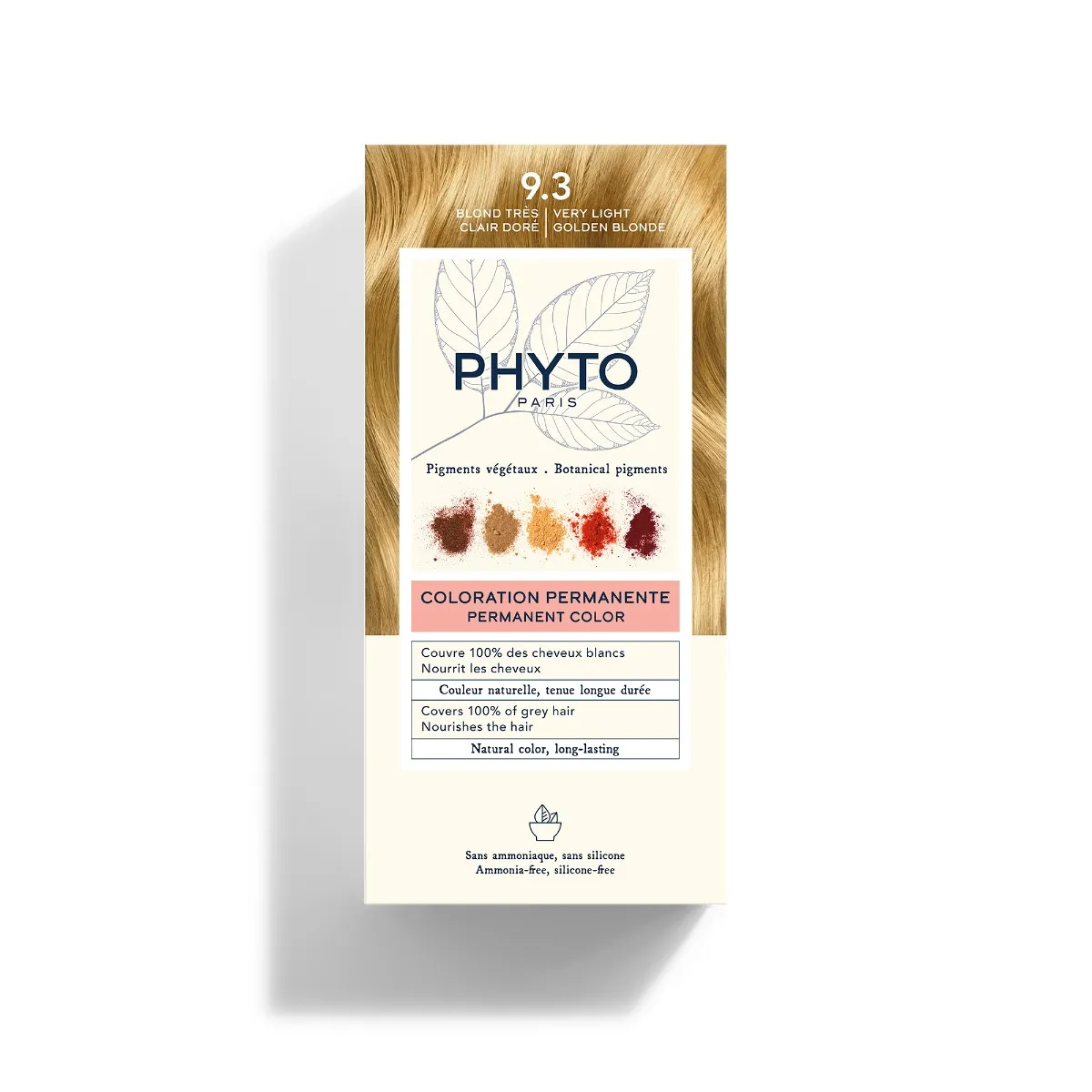 

Phyto Phytocolor 9.3 Очень светлый золотисто-русый перманентный краситель без аммиака 100% покрытие седых волос