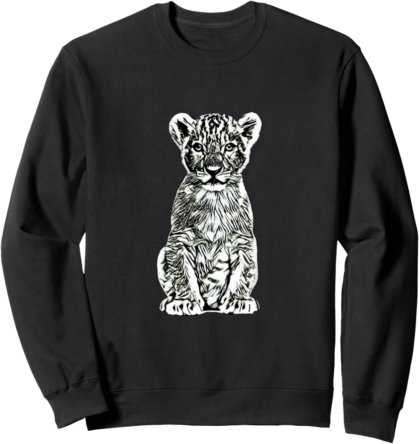 

Толстовка с изображением львенка, львов, больших кошек, африканских хищников, черная Lion Cub Lion Big Cat Predator - Gift Christmas Birthday
