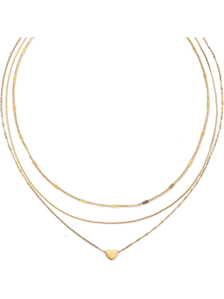 

Комплект из позолоченных колье и цепочек из нержавеющей стали с золотым покрытием - (Д) 40-48 см, 46-51 см Hey Happiness, золотой