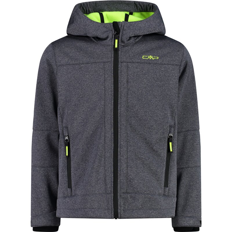 

Функциональная куртка с капюшоном, софтшелловая куртка Cmp, цвет titanio mel.-yellow fluo 13up