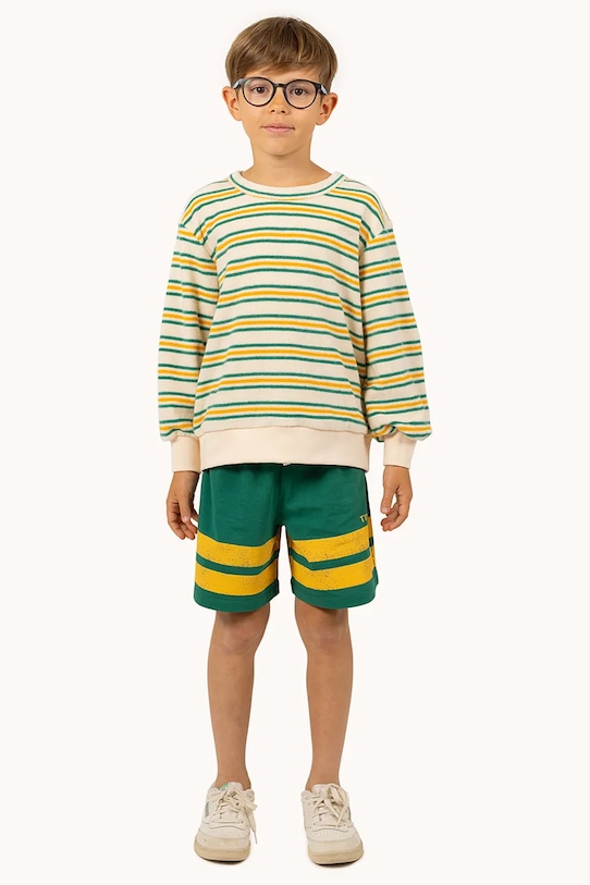 

Детские хлопковые шорты Stripes Logo Short Tinycottons, зеленый