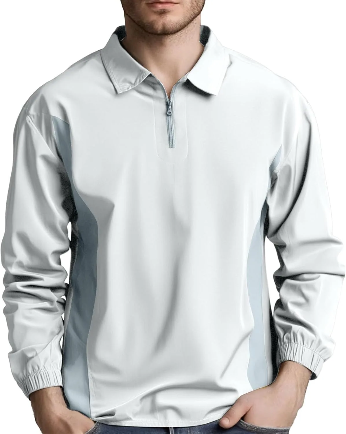 

Мужская футболка Quarter Zip с длинным рукавом Color Block