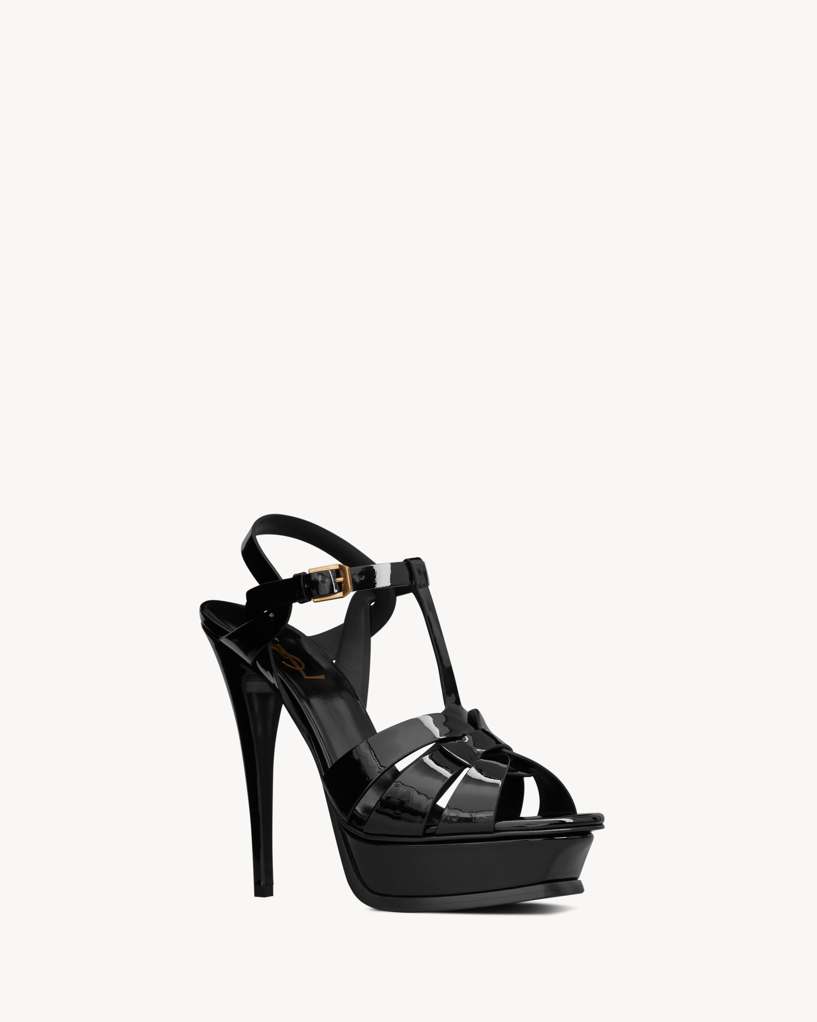 Босоножки TRIBUTE на платформе из лакированной кожи Saint Laurent, черный — фото 3