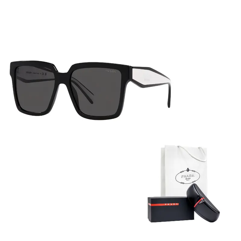 

PRADA Ацетатные квадратные солнцезащитные очки унисекс черные, Black