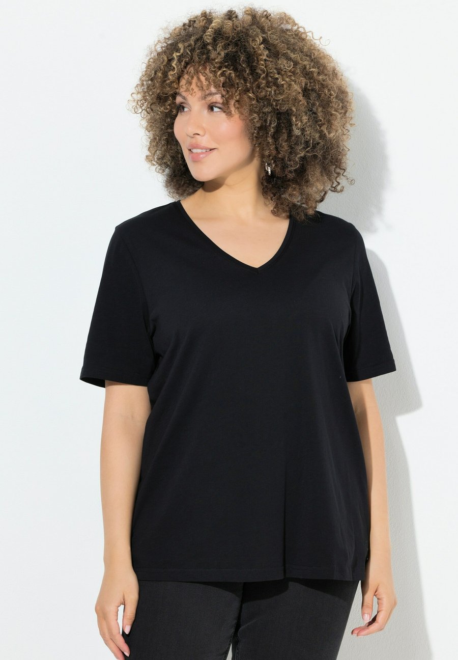 

Футболка Ulla Popken V-AUSSCHNITT HALBARM, Black, Черный, Футболка Ulla Popken V-AUSSCHNITT HALBARM, Black